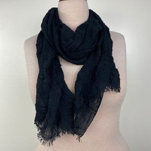 Collection 18 Black Ruched Scarf 100% Arylic 108" Long 18" Wide